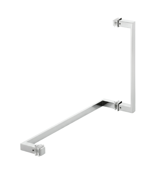 Shower door handle with tower rail
